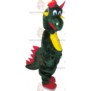 BIGGYMONKEY™ maskotkostume Grøn dinosaur med gul mave -