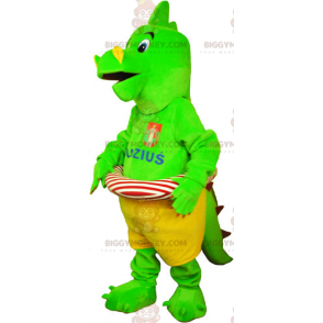 Grön dinosaurie BIGGYMONKEY™ maskotdräkt med boj - BiggyMonkey