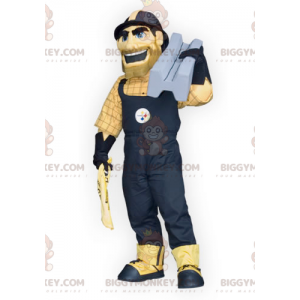 BIGGYMONKEY™ Handyman Worker Mand i overalls maskotkostume -