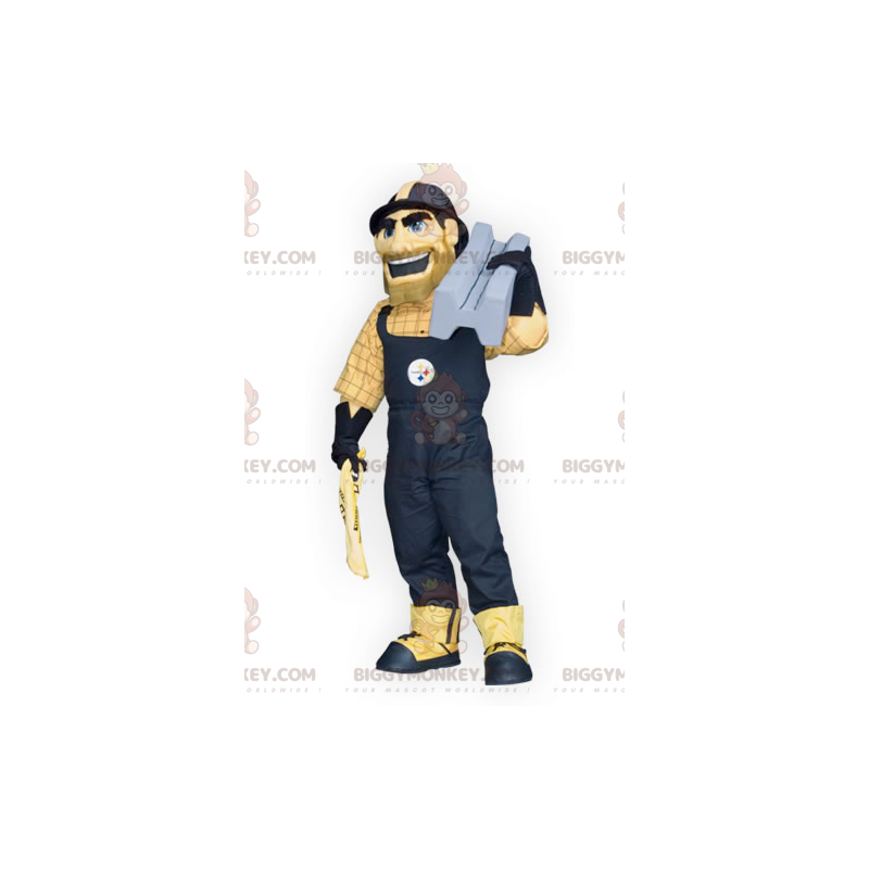 BIGGYMONKEY™ Handyman Worker Man In Overalls Mascot Costume -