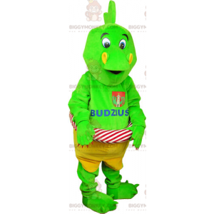 Costume da mascotte BIGGYMONKEY™ dinosauro verde con boa -