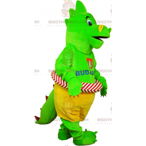 Traje de mascote de dinossauro verde BIGGYMONKEY™ com bóia –