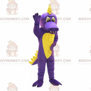 Costume mascotte BIGGYMONKEY™ dinosauro viola e giallo -