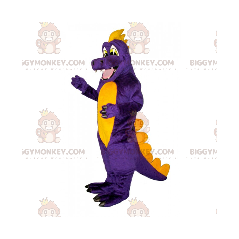 Costume de mascotte BIGGYMONKEY™ de dinosaure violet et jaune