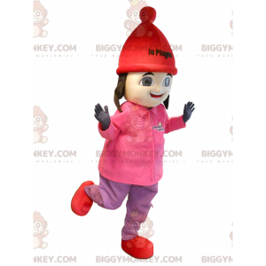 BIGGYMONKEY™ Brown Girl In Ski Outfit Mascot Costume –