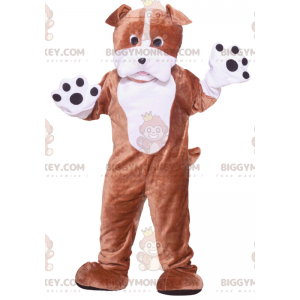 Brun och vit stor hund BIGGYMONKEY™ maskotdräkt - BiggyMonkey