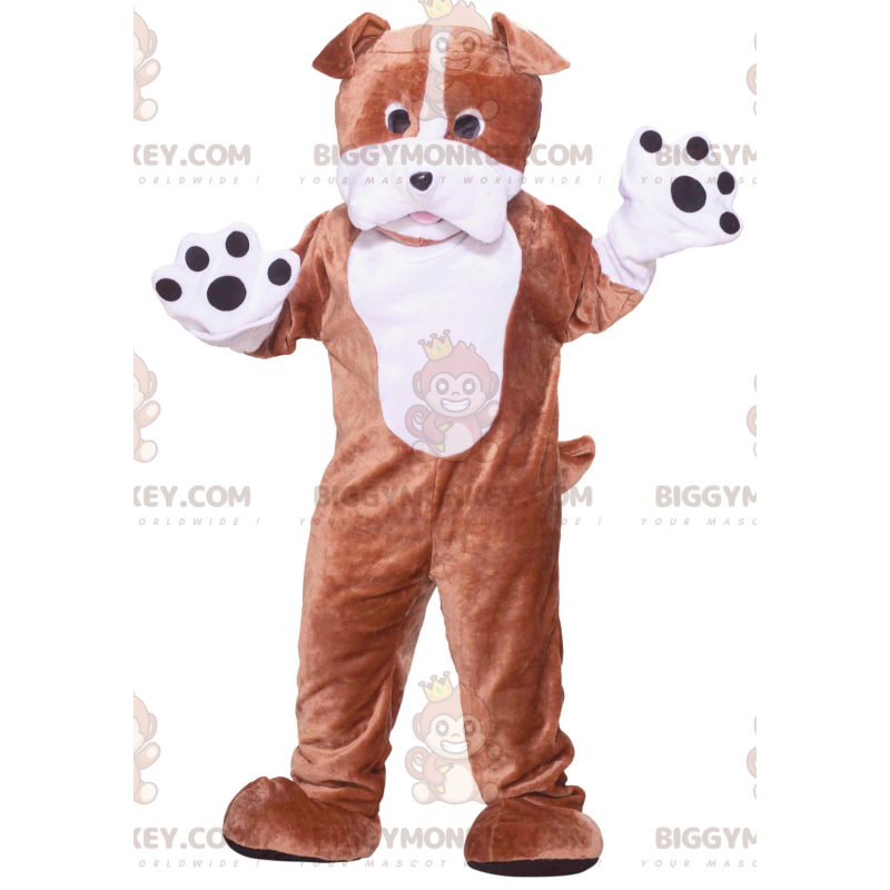 Costume de mascotte BIGGYMONKEY™ de gros chien marron et blanc