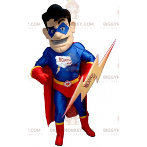 Superheld BIGGYMONKEY™ Maskottchen-Kostüm im roten und blauen