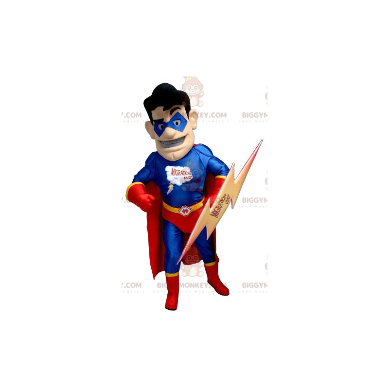 Superhero BIGGYMONKEY™ Mascot Costume in Red and Blue Outfit