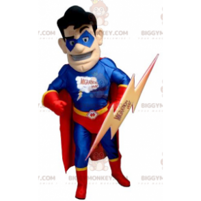 Superhelt BIGGYMONKEY™ maskotkostume i rødt og blåt outfit med