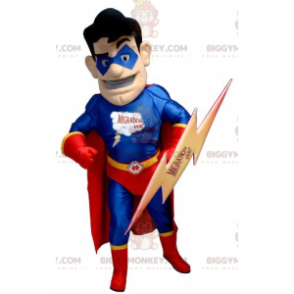 Superhero BIGGYMONKEY™ Mascot Costume in Red and Blue Outfit