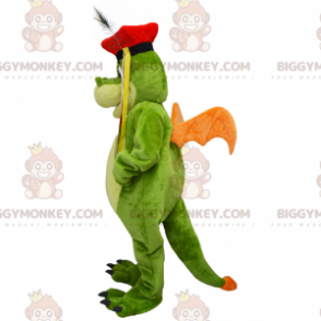 Dragon BIGGYMONKEY™ Maskottchenkostüm mit roter Baskenmütze -