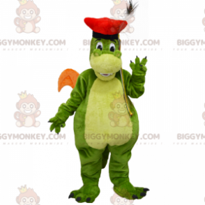 Costume da mascotte drago BIGGYMONKEY™ con berretto rosso -