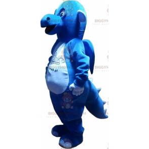 Blauwe en witte draak BIGGYMONKEY™ mascottekostuum -