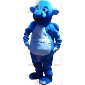 Traje de mascote de dragão azul e branco BIGGYMONKEY™ –