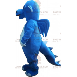 Costume de mascotte BIGGYMONKEY™ de dragon bleu et blanc -
