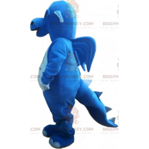 Blau-weißer Drache BIGGYMONKEY™ Maskottchen-Kostüm -