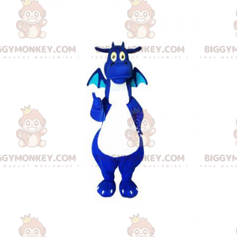 Costume de mascotte BIGGYMONKEY™ de dragon bleu et blanc -