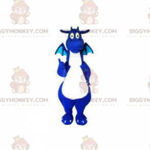 Costume de mascotte BIGGYMONKEY™ de dragon bleu et blanc -