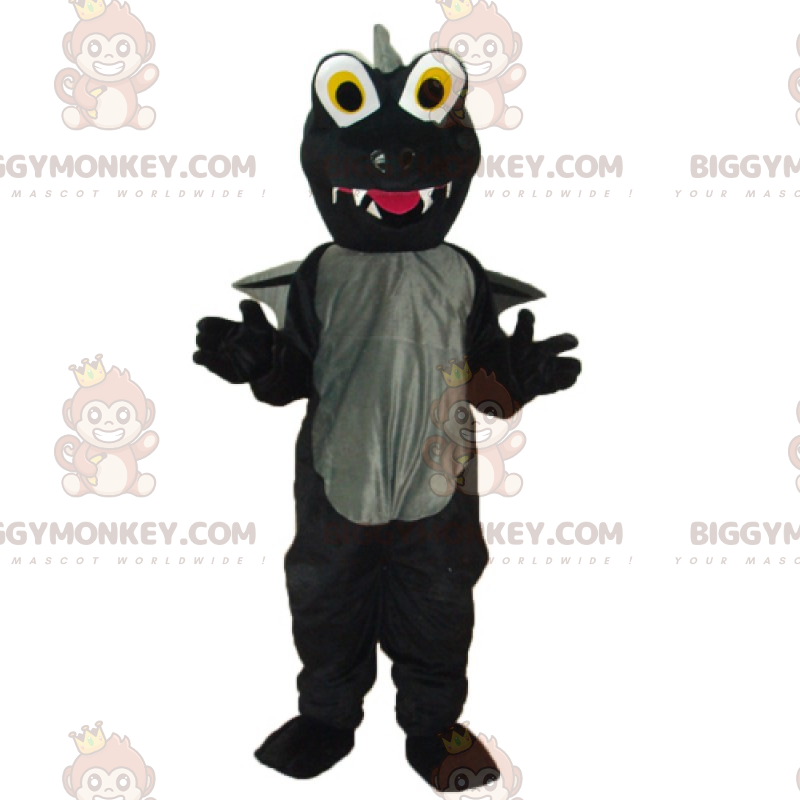 Big Eyes Black and Gray Dragon BIGGYMONKEY™ Mascot Costume -