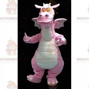 Disfraz de mascota Dragón rosa de ojos amarillos BIGGYMONKEY™ -