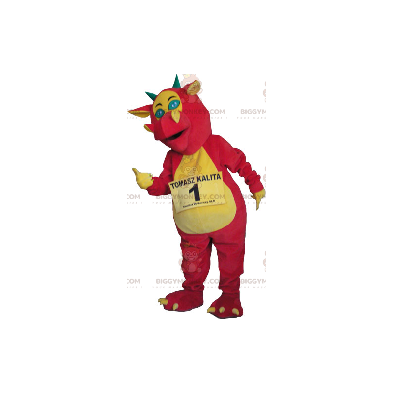 Pink and Yellow Dragon BIGGYMONKEY™ Mascot Costume -