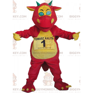 Rosa und gelber Drache BIGGYMONKEY™ Maskottchenkostüm -