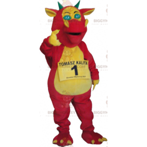 Costume de mascotte BIGGYMONKEY™ de dragon rose et jaune -