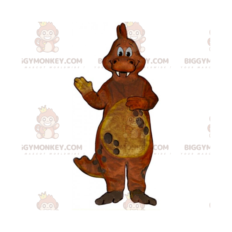 Costume de mascotte BIGGYMONKEY™ de dragon marron très souriant