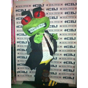 Kostým maskota zelené žáby BIGGYMONKEY™ v obleku s kravatou –