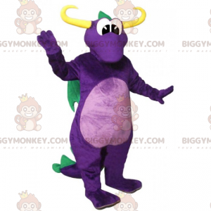 Fantasia de mascote BIGGYMONKEY™ de dragão roxo e asas verdes –