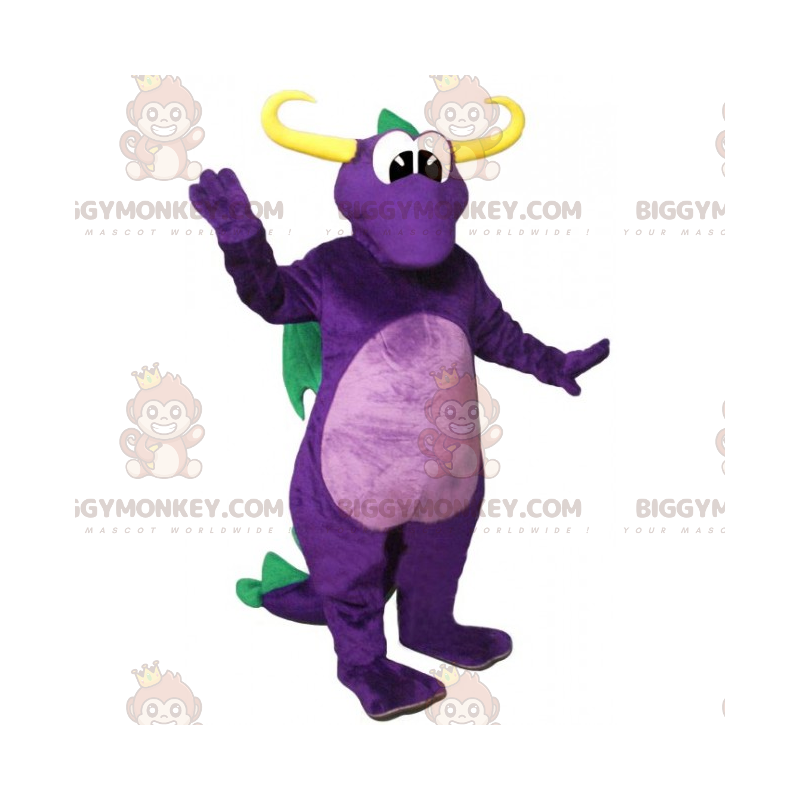 Costume da mascotte BIGGYMONKEY™ con ali verdi e drago viola -