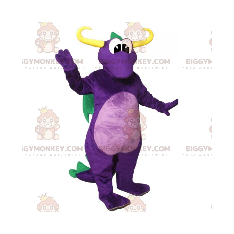 Disfraz de mascota BIGGYMONKEY™ de dragón morado y alas verdes