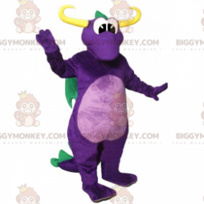 Costume da mascotte BIGGYMONKEY™ con ali verdi e drago viola -