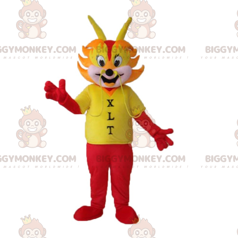 Costume da mascotte drago viso fiammeggiante Formato L (175-180 CM)