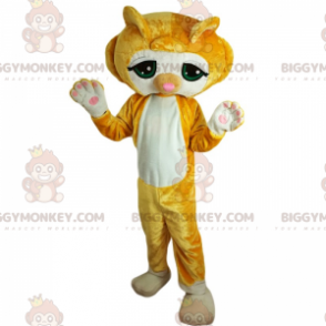 Fato de mascote BIGGYMONKEY™ de felino com grandes olhos verdes