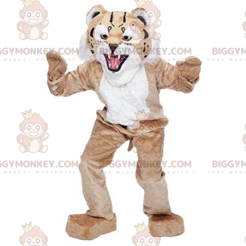Beżowo-biały kostium maskotki kota BIGGYMONKEY™ -