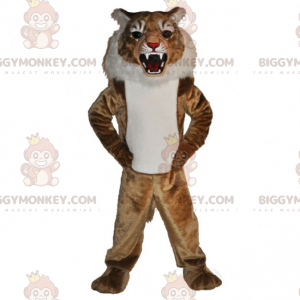 Beige och vit kattdräkt BIGGYMONKEY™ maskot - BiggyMonkey maskot