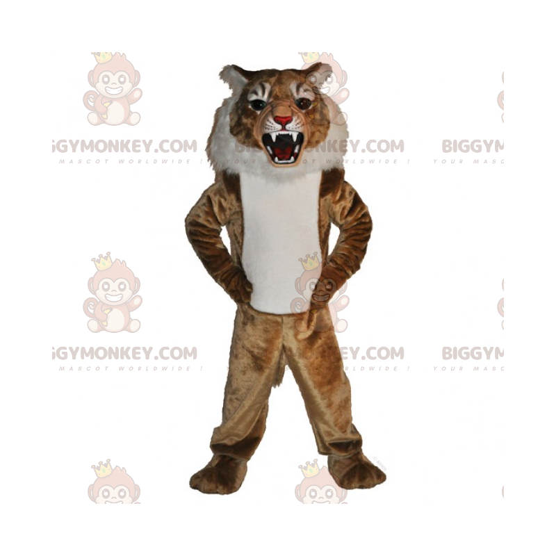 Beige-weißes Katzen-BIGGYMONKEY™-Maskottchen-Kostüm -