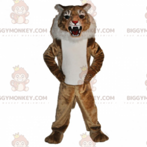 Costume de mascotte BIGGYMONKEY™ de félin beige et blanc -