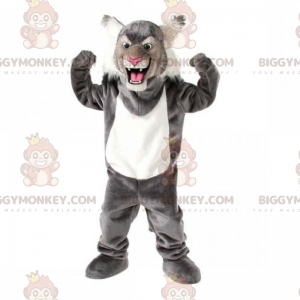 Costume de mascotte BIGGYMONKEY™ de félin gris aux oreilles