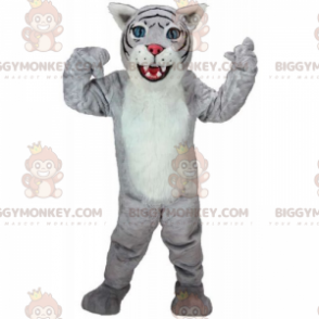 Grau-weißes Katzen-BIGGYMONKEY™-Maskottchen-Kostüm -