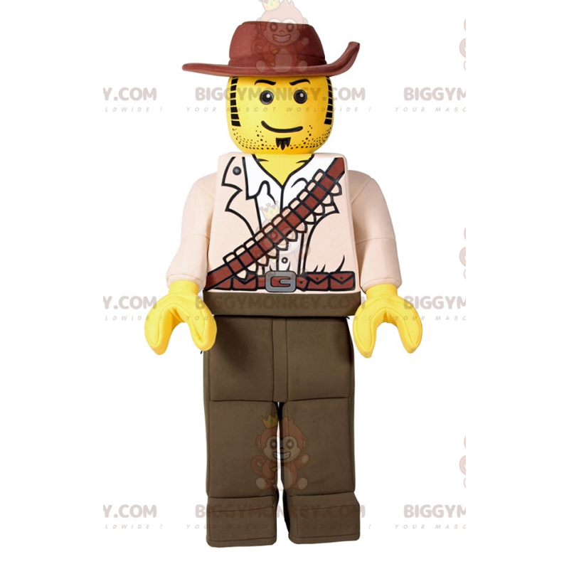BIGGYMONKEY™ mascottekostuum van lego minifiguur - Indiana