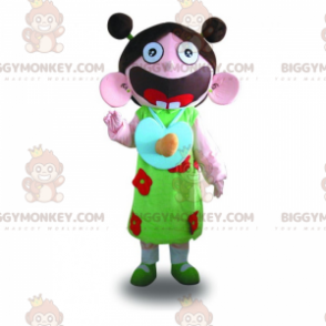 Girl BIGGYMONKEY™ maskotdräkt med täcken - BiggyMonkey maskot