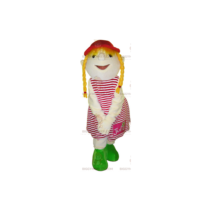 BIGGYMONKEY™ Maskottchenkostüm für Mädchen mit Zöpfen -