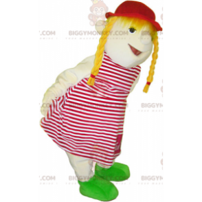 BIGGYMONKEY™ Maskottchenkostüm für Mädchen mit Zöpfen -