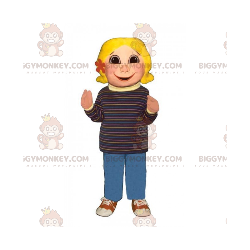 Girl BIGGYMONKEY™ Mascot Costume with Flower in Hair -