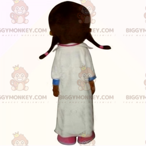 Traje de mascote de menina BIGGYMONKEY™ com roupa de médico –