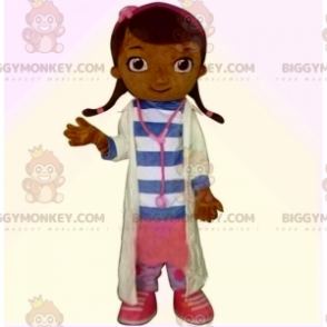 Traje de mascote de menina BIGGYMONKEY™ com roupa de médico –