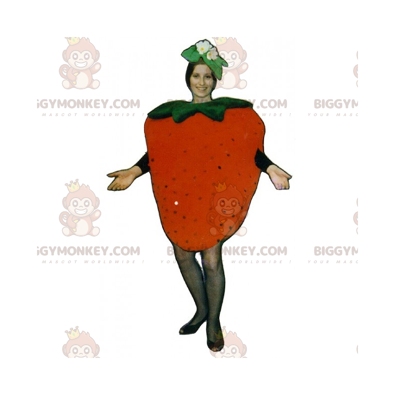 Strawberry with Flowers BIGGYMONKEY™ Mascot Costume -